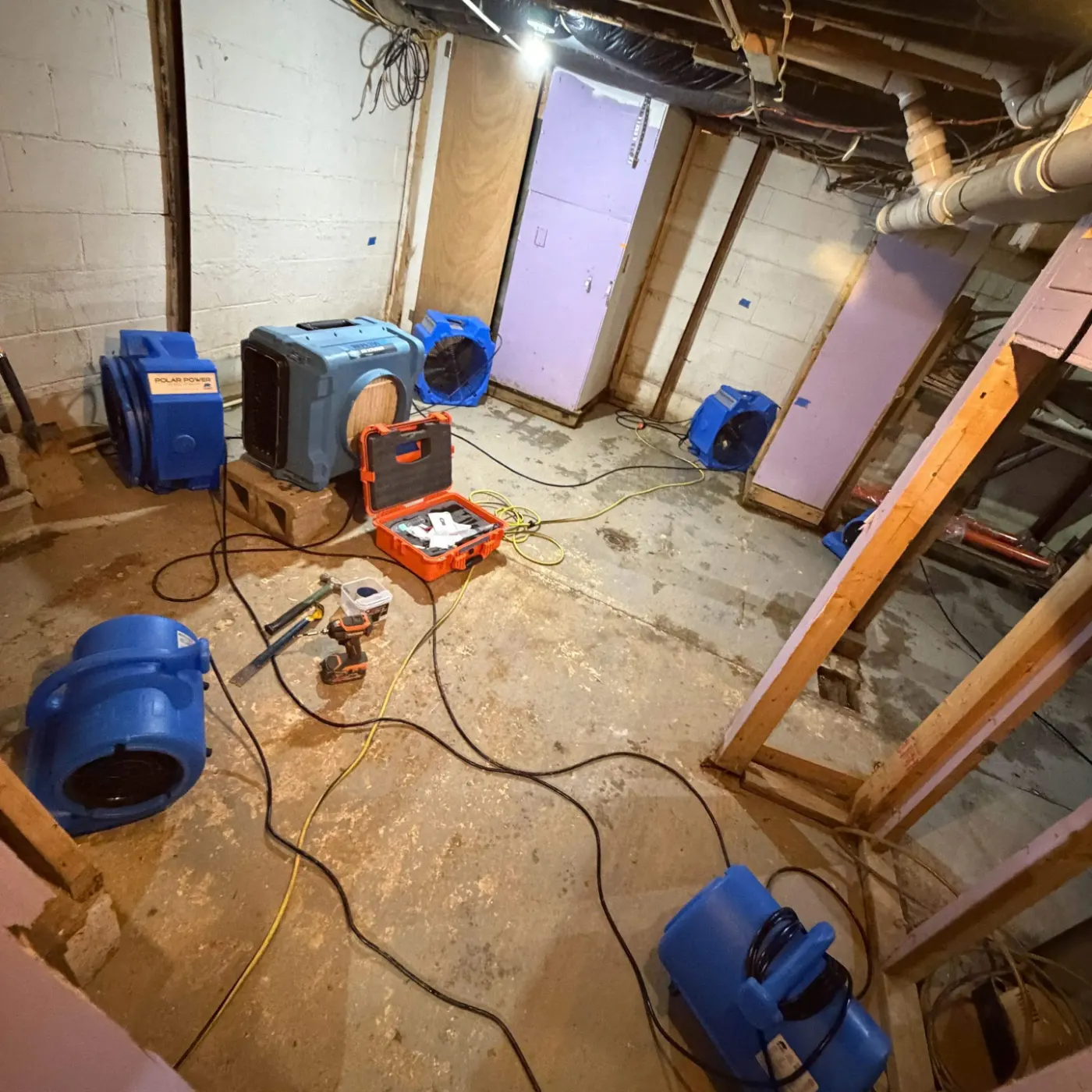 Sump pump backup water removal in Crooked Creek residential basement